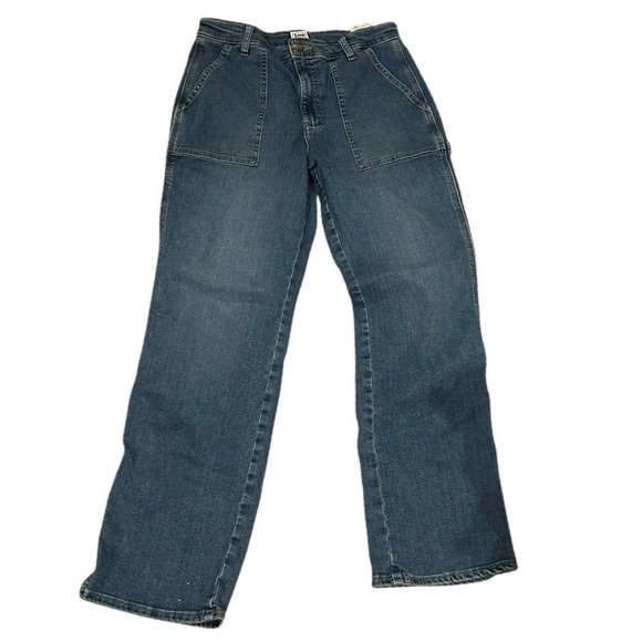 Vtg Lee Workwear Straight Leg Blue Jeans Y2K Pocket Carpenter Loop 12 30x29 - Picture 1 of 4